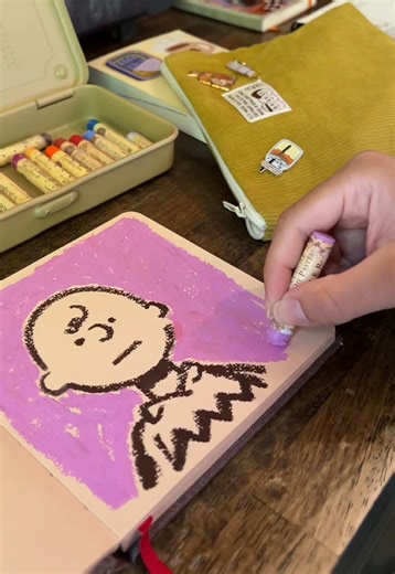 Creating Charlie Brown Art with Oil Pastels