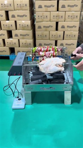 Experience the electric double-row BBQ grill firsthand at the factory!#BlazeForF4 #hotstyle #bbq