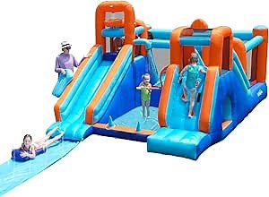 AirMyFun Inflatable Bounce House, Double Slide Water Bounce House, 9 in 1 Outdoor&Indoor Bounce House, Big Bounce House for Big Kids with 750 Blower