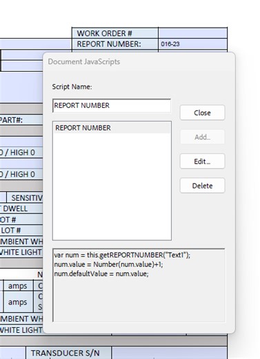 Sequential numbering script in form field