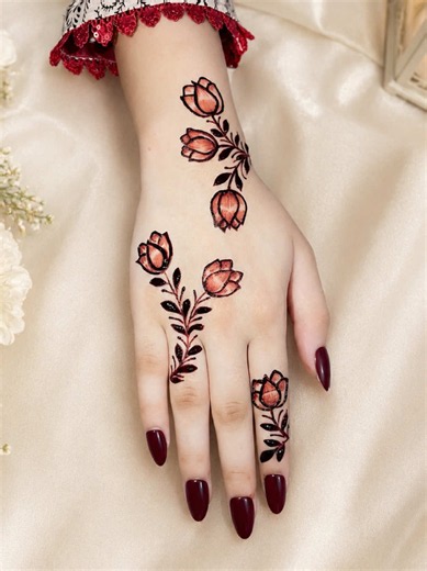 Tulip mehndi design tutorial for nails