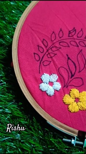 stunning threads embroidery flower design tutorial😍🪡 #handbroidery #threadart #stitching #needlework