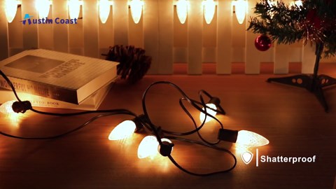 50PACK C9 Christmas Lights LED Replacement Bulbs，Shatterproof & Waterproof Plastic C9 Led Bulbs for Outdoor String Lights, E17 Base, 0.6W Equivalent to 7W, Warm White 2700K, 50LM Holiday Decoration