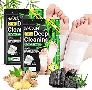 20PCS Upgrade Foot Pads, 2-in-1 Natural Bamboo Vinegar Ginger Powder Foot Pads