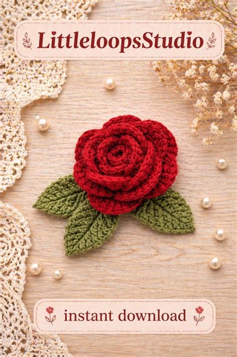 Realistic Crochet Rose Pattern, Applique Tutorial, Handmade Flower PDF (instant Download) - Etsy