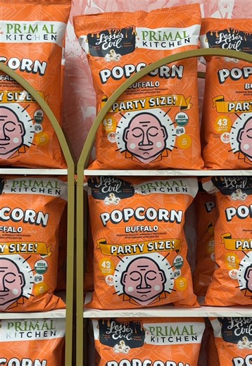 LesserEvil x @Primal Kitchen Foods BUFFALO POPCORN IS OUT NOW!! 🦬🔥🍿 Grab it at Sprouts, HyVee, Fresh Market, and online at Thrive! #collab #snacks