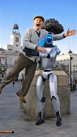 “He calls a robot a scarecrow and it ends up flying through the air 😂🤖”