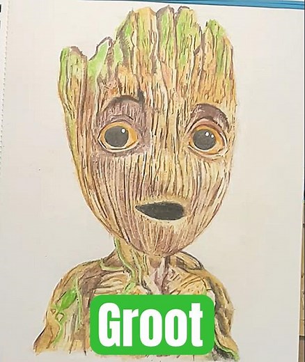 🎨 Learn How to Draw Groot with Color Pencils! 🎨