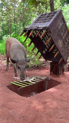 Amazing Quick Powerful Wild Pig Trap Make By Deep Hole vs Basket #shorts #reelschallenge | Home Trap