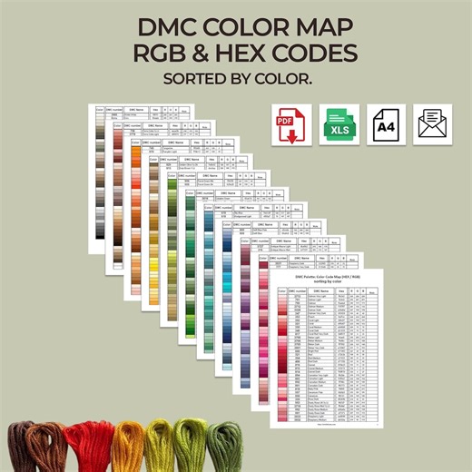 DMC Color Map: RGB & HEX Codes | Sorted by Color - Etsy Canada