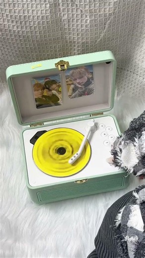 Sleek square leather CD player for your desk setup ✨ #txt #cdplayer #kpopstan #unboxing
