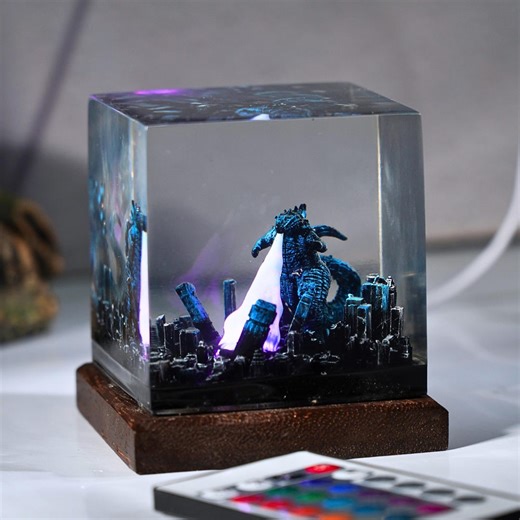 Godzilla Resin Cube Lamp, Kaiju LED Night Light Decor - Etsy