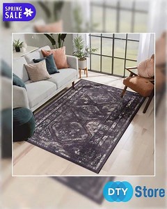 NAAR MAVAL Burgundy Washable Rug 8x10 Area Rug (Black+Burgundy, 8'x10')