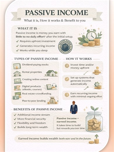 Passive Income 🌱 Post Caption (Short & Calm) Passive income isn’t magic — it’s intention, patience, and smart setup. Build once. Benefit over time. ✨ #passiveincome #nestplannercreations #moneymindset