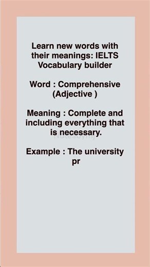 Comprehensive Meaning in English | Improve IELTS Vocabulary Fast
