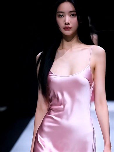 Elegant Catwalk in Satin Night Dress