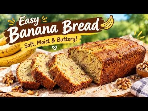 Easy Banana Bread 🍌 Soft, Moist & Buttery!