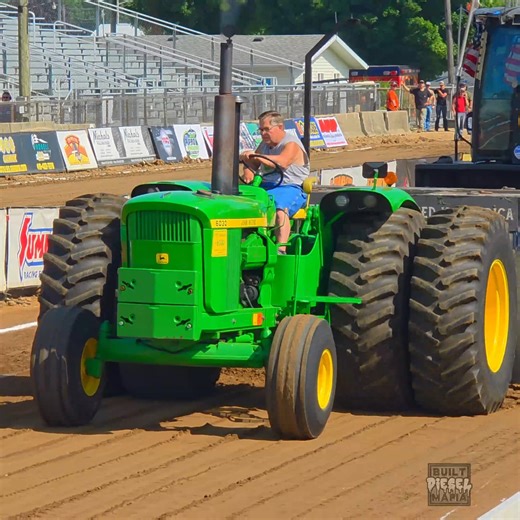 Big Dualled up John Deere 6030 on the pulling track at the 2025 Elkhart County Fair Pull! #johndeere #farmstock #diesel #tractorpull | BUILT Diesel MAFIA