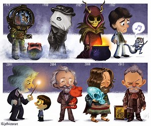 An Illustrated Timeline Featuring Actor John Hurt and the Evolution of His Iconic Roles in Movies