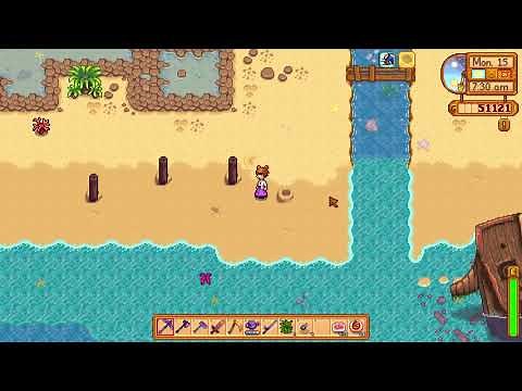 How to whack Green mole worm guy in holes at beach - Stardew Valley