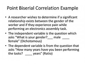 Point Biserial Correlation Example - SlideServe