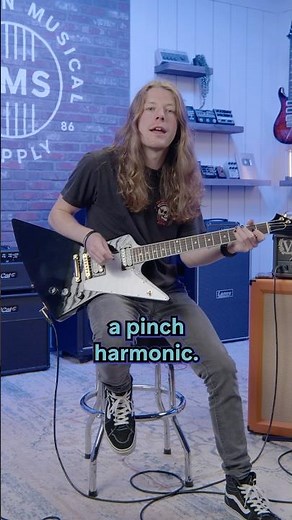 Pinch harmonic lesson from Cooper 🎸 #pinchharmonic #guitar #gibson #gibsonexplorer #guitarlesson