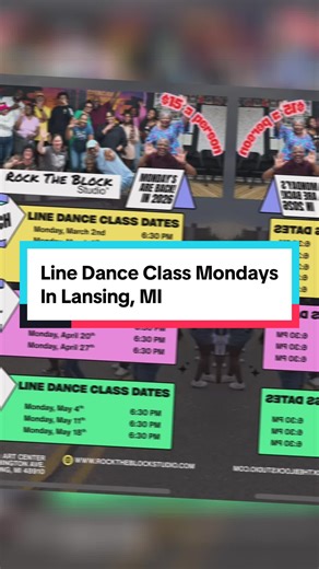 Click on the link in our bio to visit our website to register online for in-person classes on Monday Nights in #lansingmichigan #lansing #lansingmi Register online: $10 Drop-In: $15 #linedancing #rocktheblockstudio