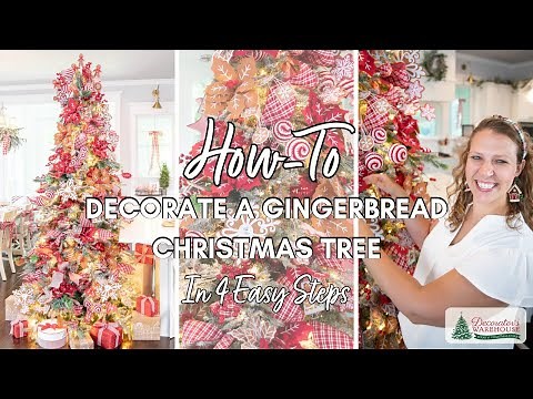 Gingerbread Christmas Tree Decorating Tutorial | Red and Cream Christmas Tree