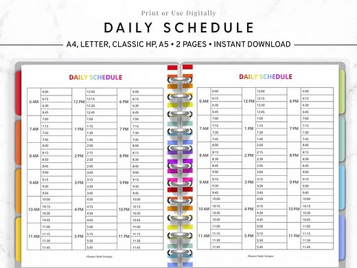 15 Minute Daily Schedule Printable, Time Block Planner, Undated PDF, Instant Download, Daily Routine Tracker, Productivity Planner - Etsy