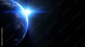 Cinematic earth rotating on the left. Looping.