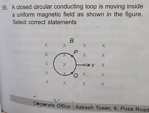 A closed circular conducting loop is moving inside a uniform ma... | Filo