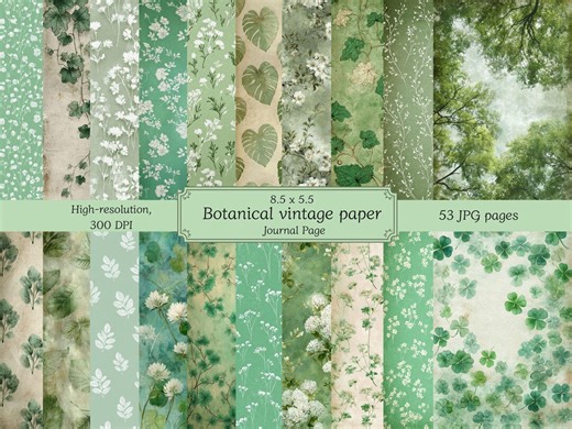 Botanical Junk Journal Kit: Printable Vintage Spring Pages (digital Download, 300 DPI) - Etsy