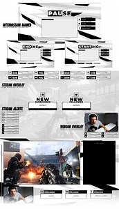 Animated Clean Simple Black White Twitch Stream Design