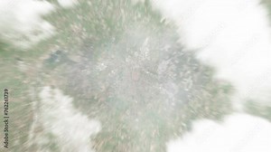 Earth zoom in from space to Modena, Italy. Followed by zoom out through clouds and atmosphere into space. Satellite view. Travel intro. Images from NASA