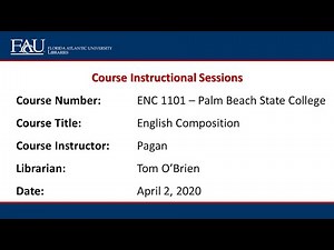 PBSC ENC 1101 English Composition, Prof. Pagan (O'Brien) April 2, 2020