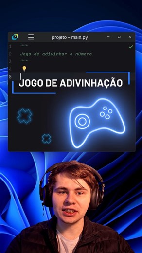 Leandro Hirt | Academify on Instagram: "Aprenda a programar jogos simples em Python! 🐍 Esse é um jogo de adivinhação com vidas e dicas de maior/menor. 🚀 #jogo #python #game #dev"