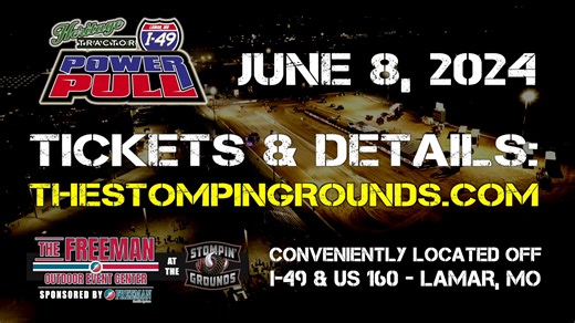 Hold onto your hats! The Heritage Tractor I-49 Power Pull brings heart-pounding tractor action to The Stompin' Grounds in Lamar, MO - June 8th! Plus, Monster Truck Rides for the ultimate thrill! #PowerPulls #MonsterTrucks Missouri State Tractor Pullers Association | Beer Money Pulling Team
