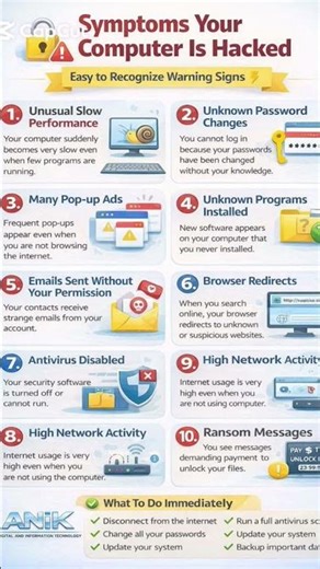 SYMPTOMS YOUR COMPUTER IS HACKED | easy to recognize warning signs 👇 #youtubeshorts #foryou #shorts