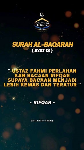Antara kaedah bacaan Tarannum mujawwad adalah tidak terlalu laju supaya gerak lagunya kemas dan teratur. Jom kita tengok macam mana Ustaz Fahmi bantu adik Rifqah. #ustazfahmilegacy #kelastarannum #kelastarannumonline #tekniktarannum #tilawahalquran #ustazfahmi | USTAZ FAHMI Legacy