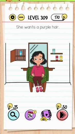 Brain Test Level 309 Answer | She wants a purple hair