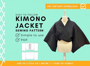 Paperless DIY Kimono Jacket Pattern - Easy to Sew With Just 1 Metre of Fabric - Etsy