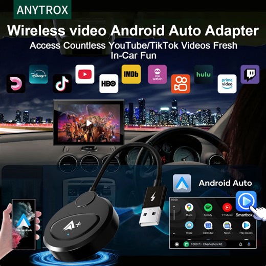 Wireless CarPlay & Android Auto Adapter, Plug and Play USB Dongle, Convert Wired to Wireless, Support Netflix/YouTube Video Streaming | Lazada PH