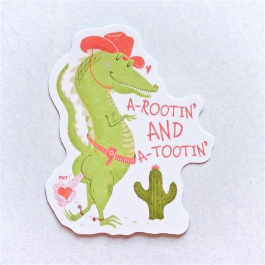 3.5" Sticker Alligator Cowboy | Animal Art | Snarky | Funny | Stickers - Etsy