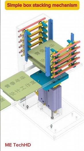 Simple box stacking mechanism #design #machine #solidwork #cad