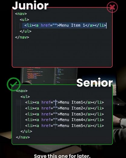 Junior vs Senior Developer #html #coding #programming #html5 #htmlcss #pemrograman #developer #project