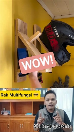 Riding Gear Mess? 🏍️ Check this DIY Wooden Helmet & Gear Rack! ✨