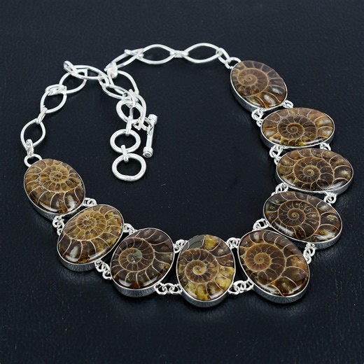 Ammonite Fossil Necklace: 925 Sterling Silver, Adjustable Chain - Etsy