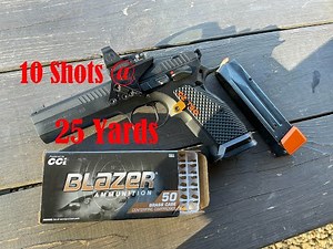 Practical Accuracy Test - CCI Blazer Brass 9mm 115 Grain FMJ Ammo - 10 Shots at 25 Yards - CZ TSO
