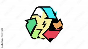 recycling energy saving logo animated color icon. recycling energy saving logo sign. isolated on white background Stock Video