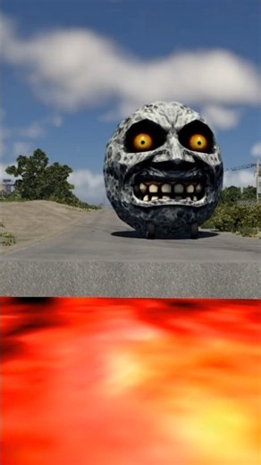 Colourful Big & Small Moon Cars vs Giant Lava Pit | BeamNG Toon Cars #Shorts